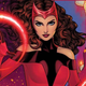 Wanda Maximoff, the Scarlet Witch, has a small smile as she casts her red hex magic.